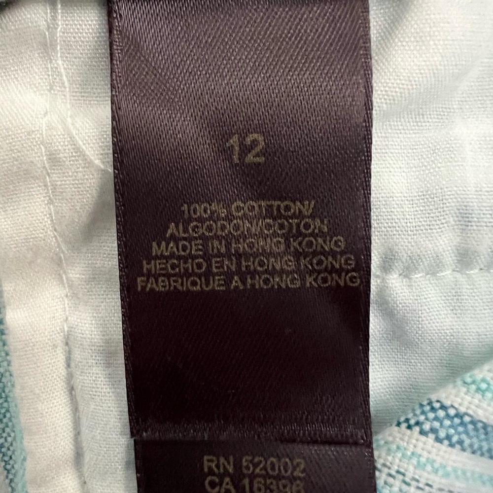 Liz Claiborne Michaela Blue Pinstripe 100% Cotton Capri Pants, Size 12 - Picture 9 of 16